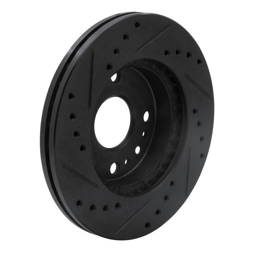 R1 94-02 Ford ASPIRE Front Right Drilled & Slotted Black Brake Rotor