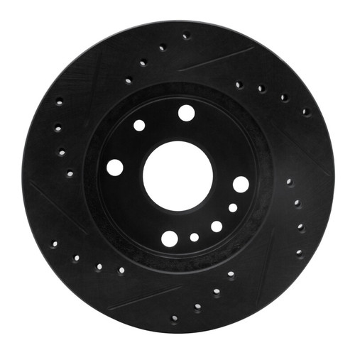 R1 94-02 Ford ASPIRE Front Right Drilled & Slotted Black Brake Rotor