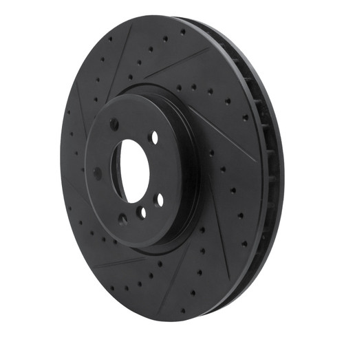 R1 08-19 BMW X5 Front Left Drilled & Slotted Black Brake Rotor