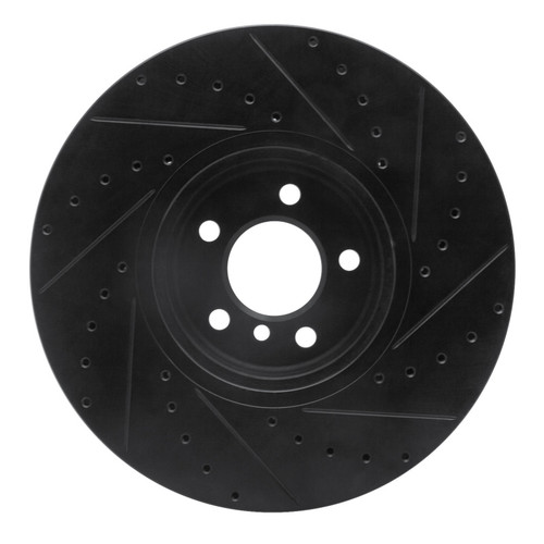 R1 08-19 BMW X5 Front Left Drilled & Slotted Black Brake Rotor