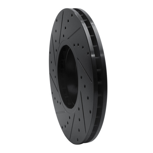 R1 07-19 BMW X6 Front Right Drilled & Slotted Black Brake Rotor