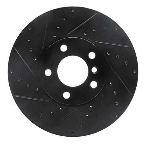 R1 07-19 BMW X6 Front Left Drilled & Slotted Black Brake Rotor