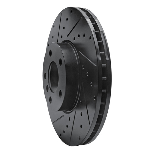 R1 07-19 BMW X6 Front Left Drilled & Slotted Black Brake Rotor