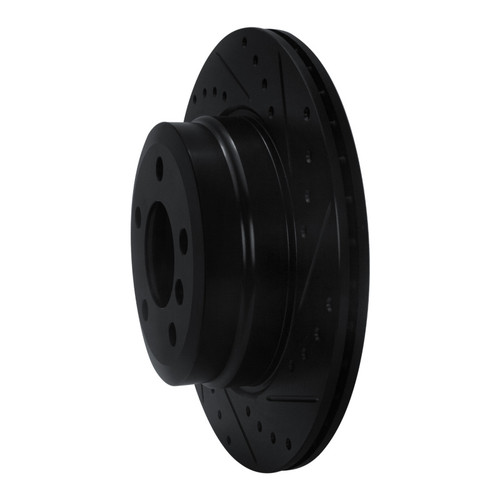 R1 07-19 BMW X5 Rear Right Drilled & Slotted Black Brake Rotor