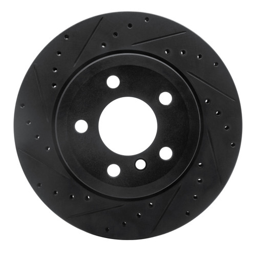 R1 07-19 BMW X5 Rear Left Drilled & Slotted Black Brake Rotor