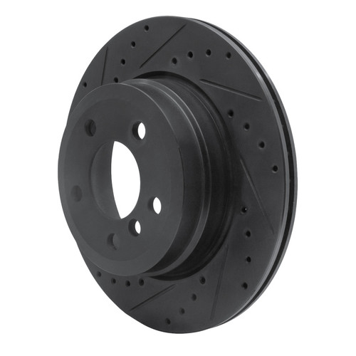 R1 07-19 BMW X5 Rear Left Drilled & Slotted Black Brake Rotor