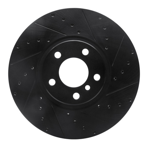 R1 07-18 BMW X6 Front Right Drilled & Slotted Black Brake Rotor