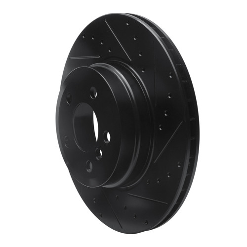 R1 07-19 BMW X6 Rear Right Drilled & Slotted Black Brake Rotor