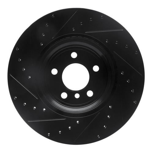 R1 07-19 BMW X6 Rear Right Drilled & Slotted Black Brake Rotor