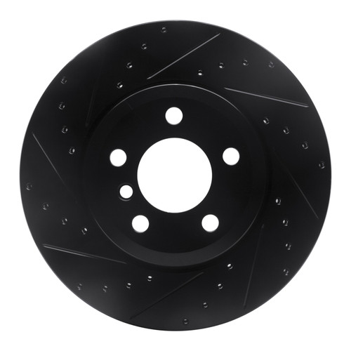 R1 07-19 BMW X6 Rear Left Drilled & Slotted Black Brake Rotor