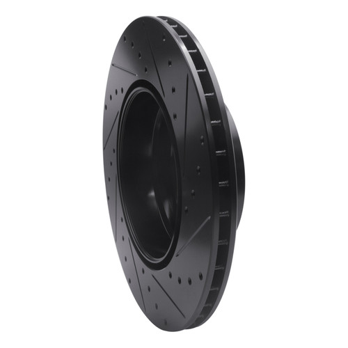 R1 07-19 BMW X6 Rear Left Drilled & Slotted Black Brake Rotor