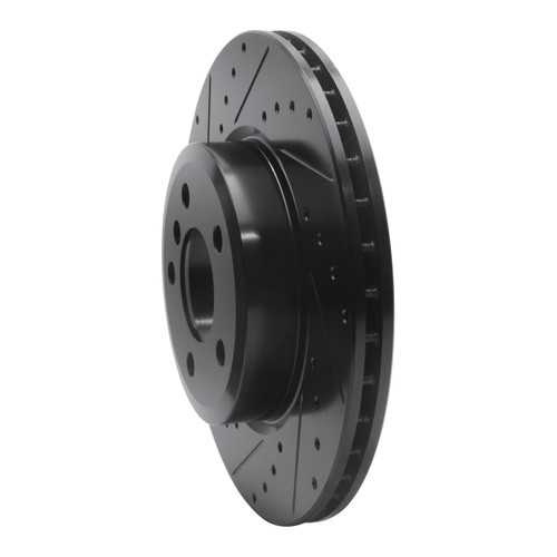 R1 04-10 BMW X3 Front Left Drilled & Slotted Black Brake Rotor