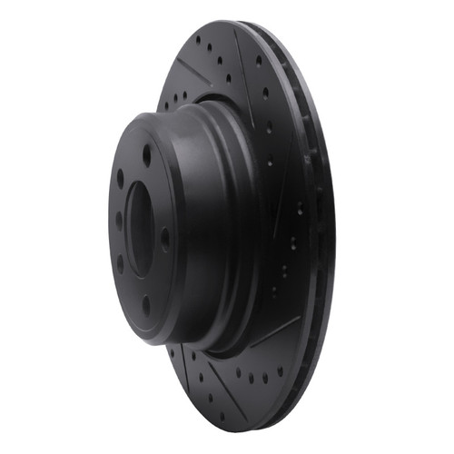 R1 02-06 BMW X5 Rear Right Drilled & Slotted Black Brake Rotor