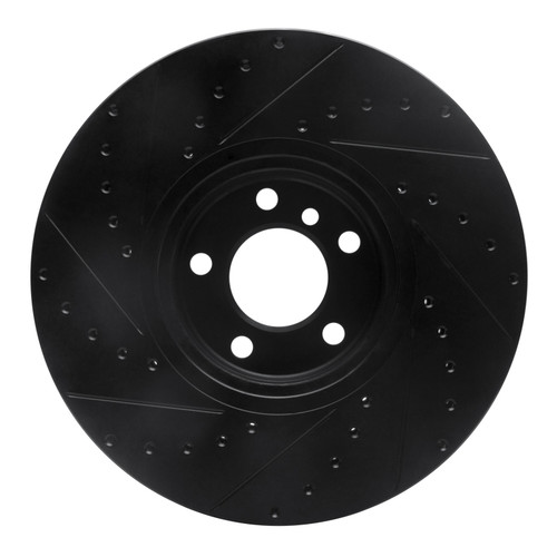 R1 02-06 BMW X5 Front Right Drilled & Slotted Black Brake Rotor