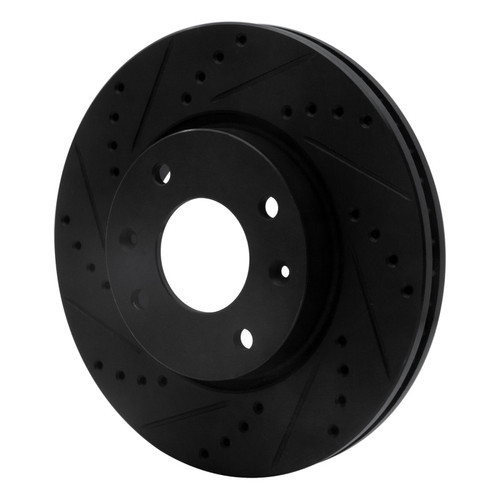 R1 02-06 Hyundai Sonata Front Left Drilled & Slotted Black Brake Rotor