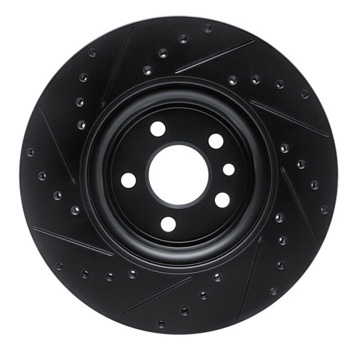 R1 17-19 Jaguar F-Pace Front Right Drilled & Slotted Black Brake Rotor