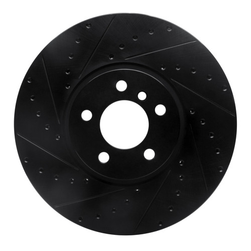 R1 02-06 BMW X5 Front Left Drilled & Slotted Black Brake Rotor