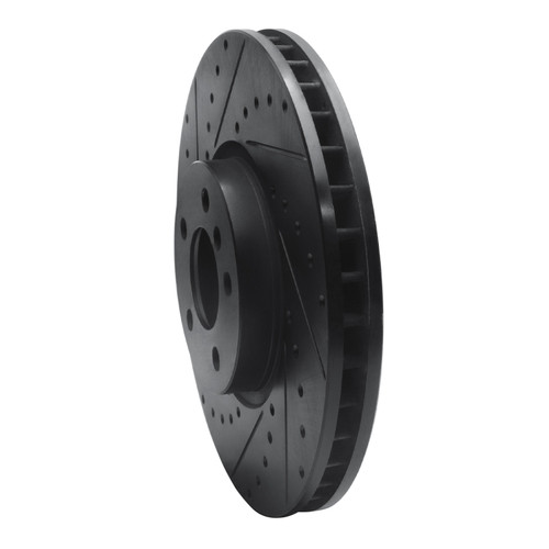 R1 02-06 BMW X5 Front Left Drilled & Slotted Black Brake Rotor