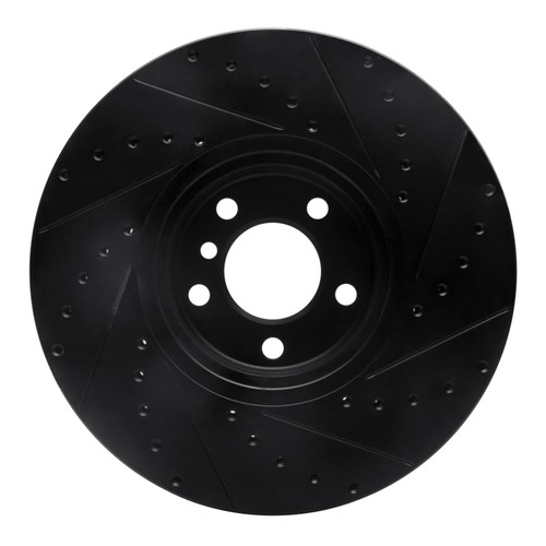 R1 02-06 BMW X5 Front Left Drilled & Slotted Black Brake Rotor