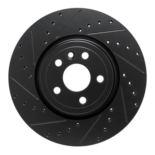 R1 17-19 Jaguar F-Pace Front Left Drilled & Slotted Black Brake Rotor