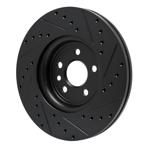 R1 17-19 Jaguar F-Pace Front Left Drilled & Slotted Black Brake Rotor