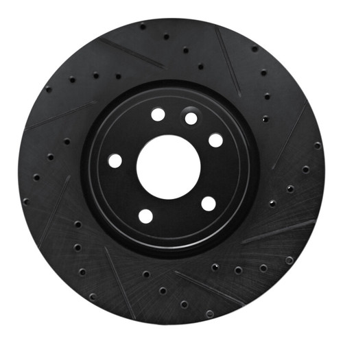 R1 17-19 Jaguar XE Front Right Drilled & Slotted Black Brake Rotor