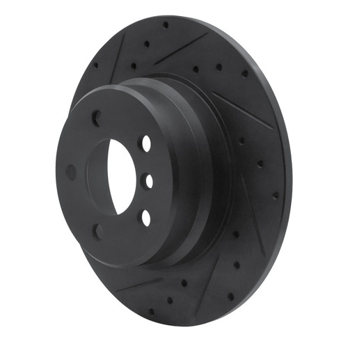 R1 00-06 BMW X5 Rear Left Drilled & Slotted Black Brake Rotor