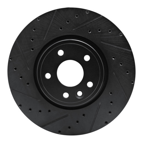 R1 17-19 Jaguar XE Front Left Drilled & Slotted Black Brake Rotor