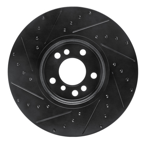 R1 00-06 BMW X5 Front Right Drilled & Slotted Black Brake Rotor