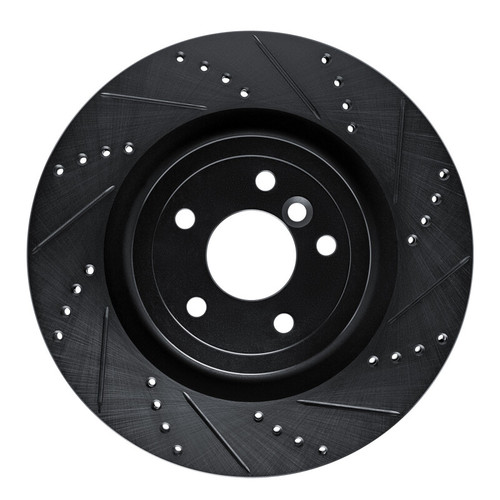 R1 16-24 Jaguar XF Rear Right Drilled & Slotted Black Brake Rotor