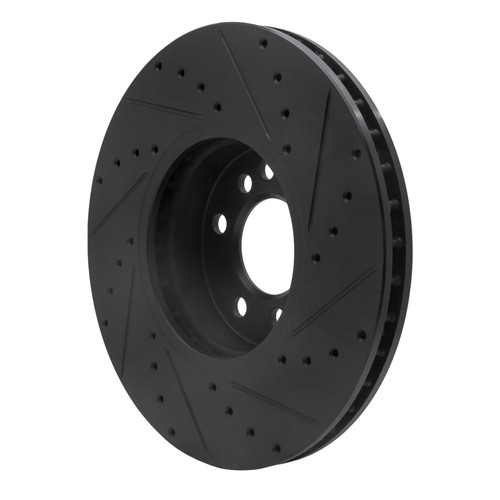 R1 00-06 BMW X5 Front Left Drilled & Slotted Black Brake Rotor