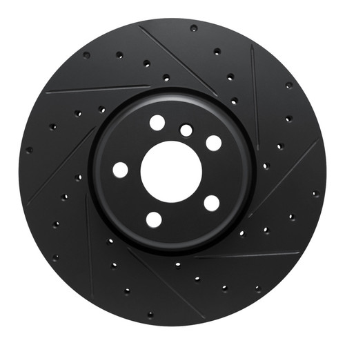 R1 16-25 BMW 330e Left Front Drilled & Slotted Black Brake Rotor