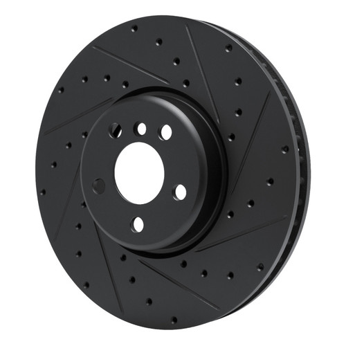 R1 16-25 BMW 330e Left Front Drilled & Slotted Black Brake Rotor