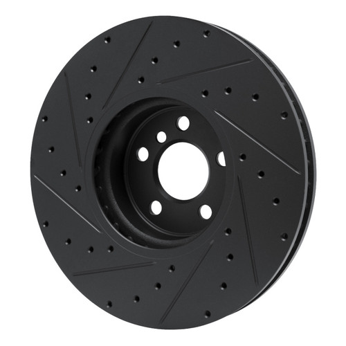 R1 16-25 BMW 330e Left Front Drilled & Slotted Black Brake Rotor