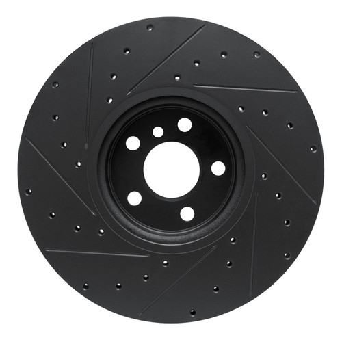 R1 16-25 BMW 330e Left Front Drilled & Slotted Black Brake Rotor