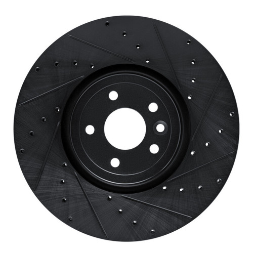 R1 16-24 Jaguar XF Front Right Drilled & Slotted Black Brake Rotor