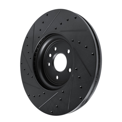R1 16-24 Jaguar XF Front Right Drilled & Slotted Black Brake Rotor