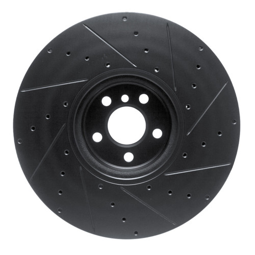 R1 16-25 BMW i5 Left Front Drilled & Slotted Black Brake Rotor