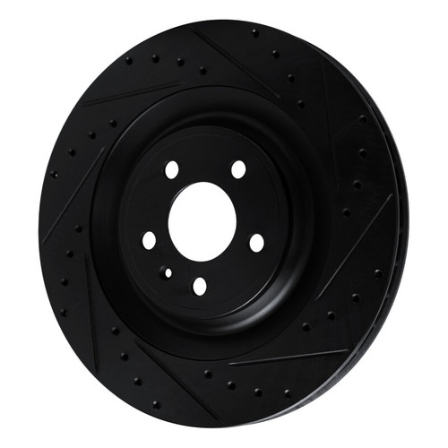 R1 15-18 Porsche Macan Rear Right Drilled & Slotted Black Brake Rotor