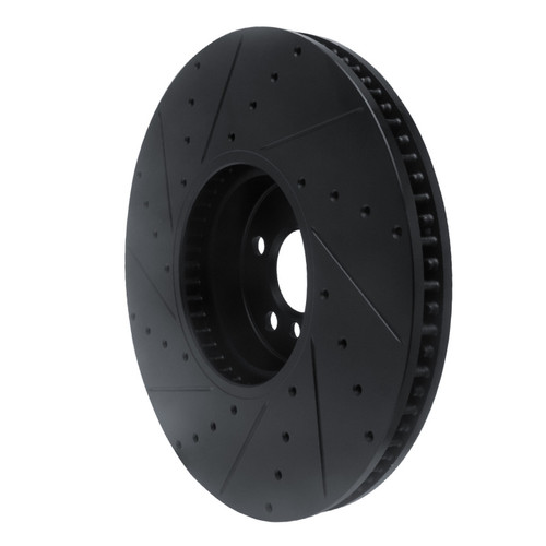 R1 16-25 BMW i7 Right Front Drilled & Slotted Black Brake Rotor