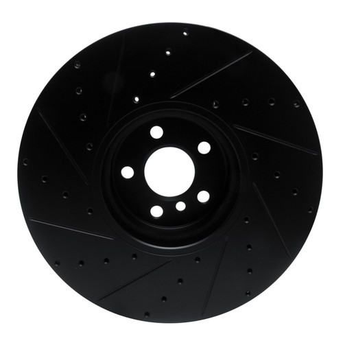 R1 16-25 BMW i7 Right Front Drilled & Slotted Black Brake Rotor