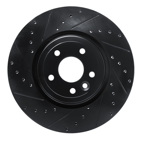 R1 17-20 Jaguar XE Front Left Drilled & Slotted Black Brake Rotor