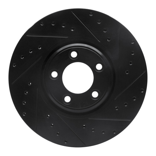 R1 03-05 Jaguar Vanden Plas Front Right Drilled & Slotted Black Brake Rotor