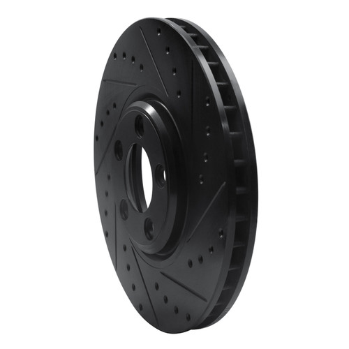 R1 03-05 Jaguar Vanden Plas Front Right Drilled & Slotted Black Brake Rotor