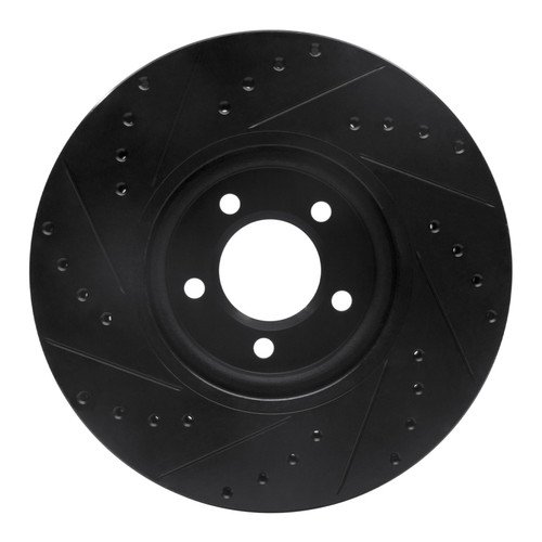 R1 03-05 Jaguar Vanden Plas Front Right Drilled & Slotted Black Brake Rotor