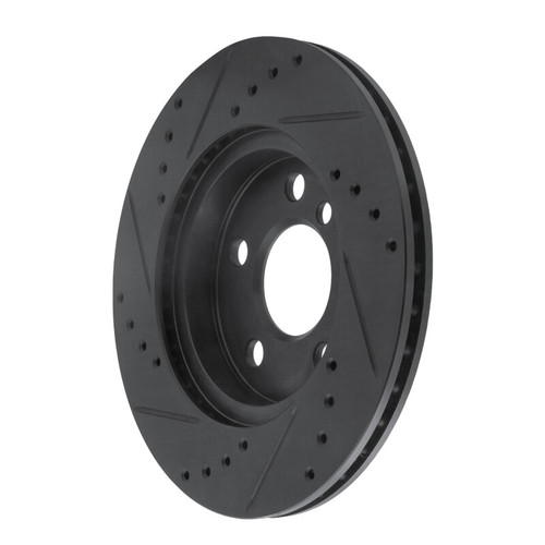 R1 14-21 BMW i3 Front Right Drilled & Slotted Black Brake Rotor