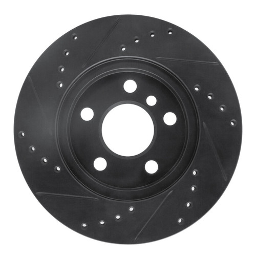 R1 14-21 BMW i3 Front Right Drilled & Slotted Black Brake Rotor