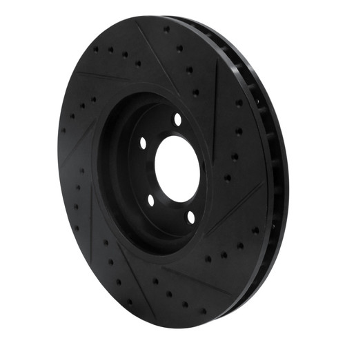 R1 03-05 Jaguar S-Type Front Left Drilled & Slotted Black Brake Rotor