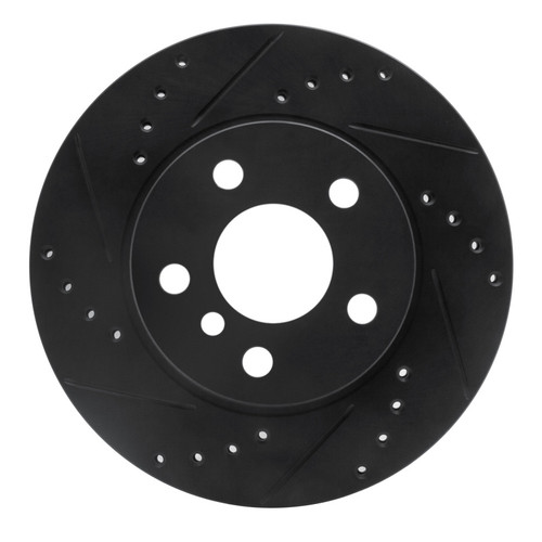 R1 14-21 BMW i3 Front Left Drilled & Slotted Black Brake Rotor