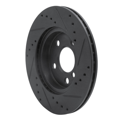 R1 14-21 BMW i3 Front Left Drilled & Slotted Black Brake Rotor